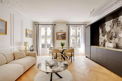 Coin salon dans l'établissement Pick A Flat's Apartments in Opéra - Rue La Fayette