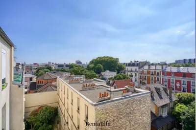 Vue générale sur Asnières-sur-Seine ou vue de la ville depuis l'appartement