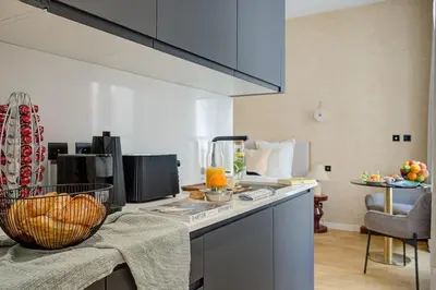 Cuisine ou kitchenette dans l'établissement Luxurious and tranquil studio - Opéra - AC