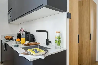 Cuisine ou kitchenette dans l'établissement Luxurious and tranquil studio - Opéra - AC