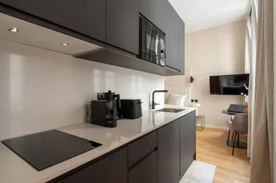 Cuisine ou kitchenette dans l'établissement Luxurious and quiet studio - Opéra - Air conditioning
