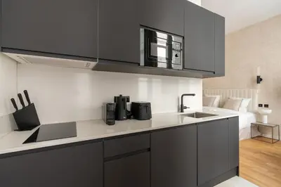 Cuisine ou kitchenette dans l'établissement Luxurious and quiet studio - Opéra - Air conditioning
