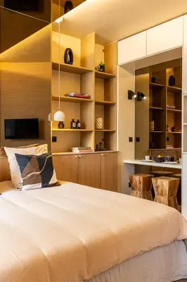 Un ou plusieurs lits dans un hébergement de l'établissement Studio moderne tout confort aux portes de Paris à Saint-Ouen