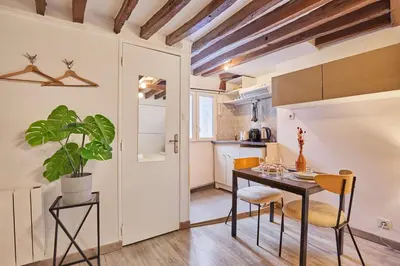 Cuisine ou kitchenette dans l'établissement Elegant Studio Center of Paris