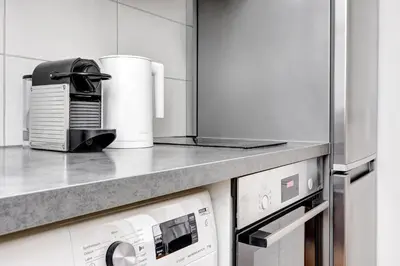 Cuisine ou kitchenette dans l'établissement Suite Chapu - Cocon au cœur du 16e arrondissement