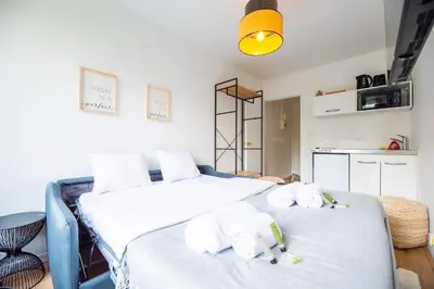 Un ou plusieurs lits dans un hébergement de l'établissement Studio near Bois de Vincennes