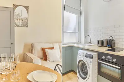 Cuisine ou kitchenette dans l'établissement Charming Studio Auteuil District