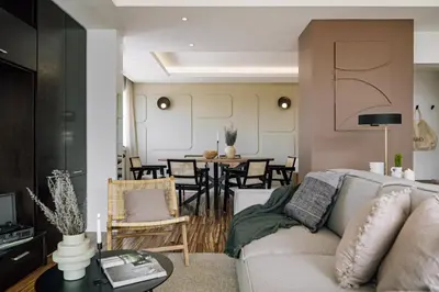 Coin salon dans l'établissement Tular - 2 chambres et terrasse à Tour Eiffel