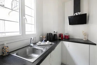 Cuisine ou kitchenette dans l'établissement Bright & Charming Apartment in Paris 1BDR