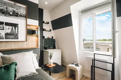 Coin salon dans l'établissement Martin - 1 chambre à Trocadéro (16 Arr.)