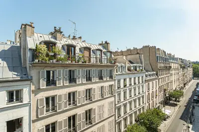 Vue générale sur Paris ou vue de la ville depuis l'appartement