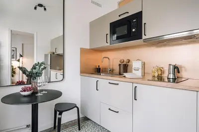 Cuisine ou kitchenette dans l'établissement Firuze - 1 chambre à Louvre