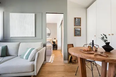 Coin salon dans l'établissement Porto - 1 chambre à Auteuil
