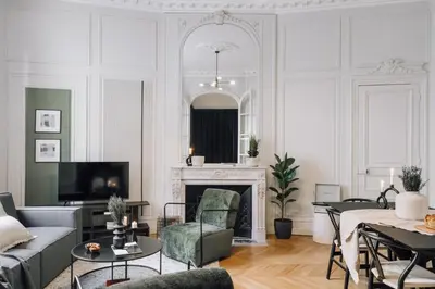 Coin salon dans l'établissement Stirling - 2 chambres à Porte Dauphine