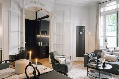 Coin salon dans l'établissement Stirling - 2 chambres à Porte Dauphine