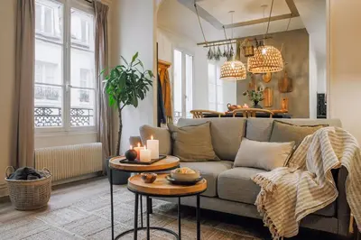 Coin salon dans l'établissement Tejo - 1 chambre à Montorgueil