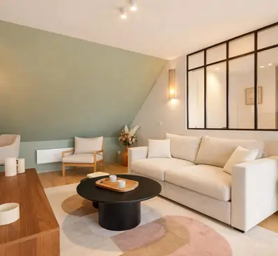 Coin salon dans l'établissement Eiffel Tower - Exclusive loft with terrace jacuzzi and lift