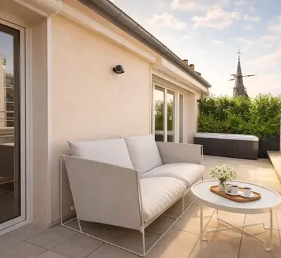 Coin salon dans l'établissement Eiffel Tower - Exclusive loft with terrace jacuzzi and lift