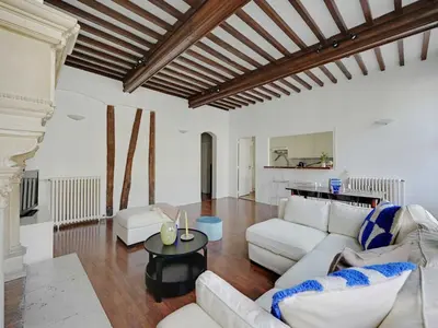 Coin salon dans l'établissement Beautiful apartment in the Marais - 3BDR 6P - PARIS