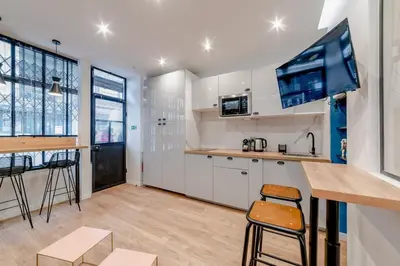 Cuisine ou kitchenette dans l'établissement Charmant appartement paris center design Montmartre