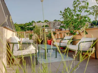 Balcon ou terrasse dans l'établissement Maison d'architecte sur Seine