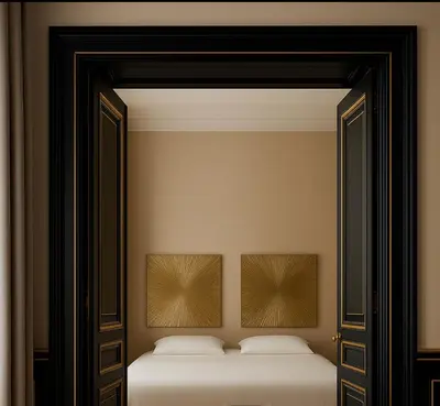 Un ou plusieurs lits dans un hébergement de l'établissement Appartement luxe Av des Champs-Elysées