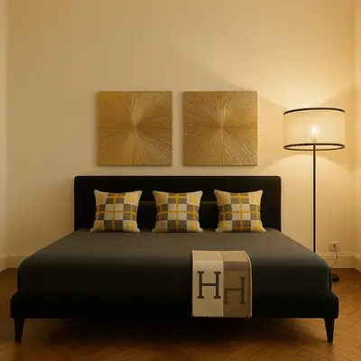 Un ou plusieurs lits dans un hébergement de l'établissement Appartement luxe Av des Champs-Elysées