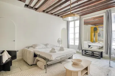 Un ou plusieurs lits dans un hébergement de l'établissement Lovely duplex 4p - Temple