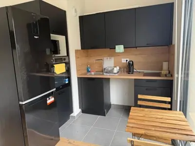 Cuisine ou kitchenette dans l'établissement Studio, private garden in Malakoff