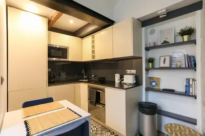 Cuisine ou kitchenette dans l'établissement Charming studio in the 17th ideal for 2