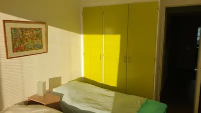 Un ou plusieurs lits dans un hébergement de l'établissement Montparnasse, central, comfortable, view, AC