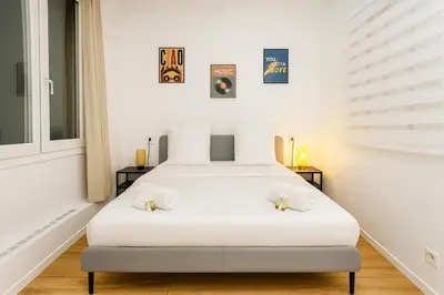 Un ou plusieurs lits dans un hébergement de l'établissement Flat near Bois de Vincennes