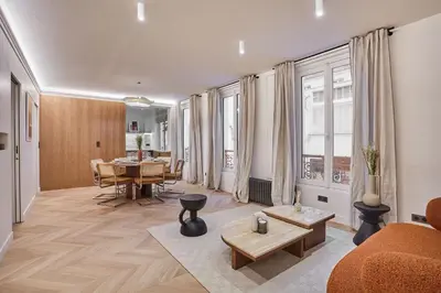 Coin salon dans l'établissement Superb AC apartment Center of Paris Le Marais