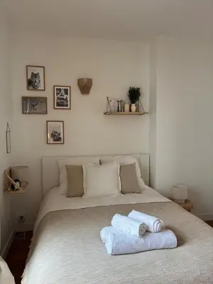 Un ou plusieurs lits dans un hébergement de l'établissement Charmant 2 pièces cosy - Paris 15ème