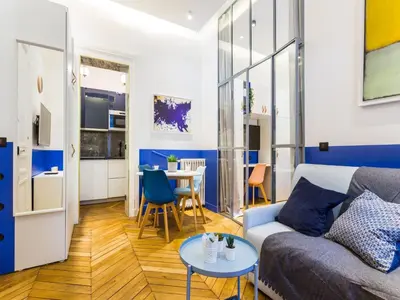 Coin salon dans l'établissement Moderne apartment - 1BR 4P - Champs-Élysées