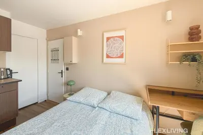 Cuisine ou kitchenette dans l'établissement Charming 16m Studio in Paris 20 with shared terrace