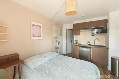 Cuisine ou kitchenette dans l'établissement Charming 16m Studio in Paris 20 with shared terrace