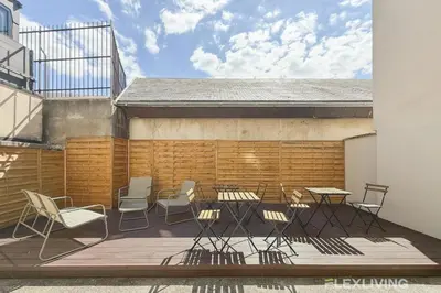 Balcon ou terrasse dans l'établissement Charming 16m Studio in Paris 20 with shared terrace