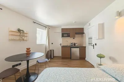 Cuisine ou kitchenette dans l'établissement Charming 20m Studio in Paris 20 with shared terrace