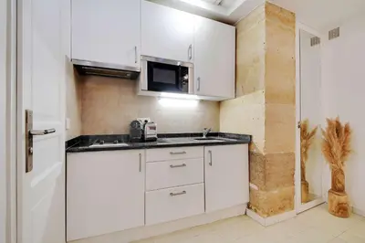 Cuisine ou kitchenette dans l'établissement Comfortable studio for 2 near Bastille