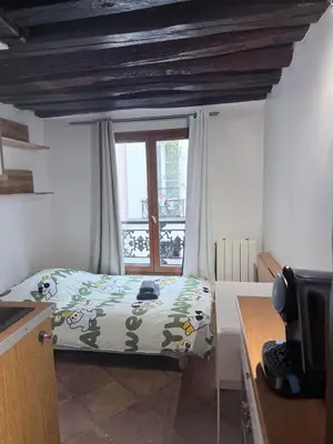Un ou plusieurs lits dans un hébergement de l'établissement Paris Marais Sunshine Studio