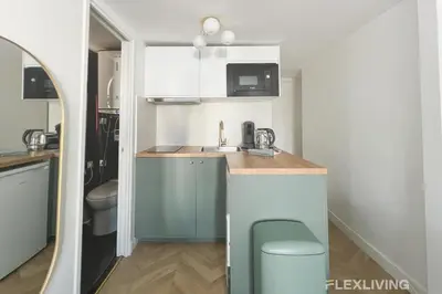 Cuisine ou kitchenette dans l'établissement Beautiful 17m Studio in Paris 6