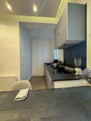 Cuisine ou kitchenette dans l'établissement Celine 27 Le reflet du Rocher, Appart à deux pas de l'Arc