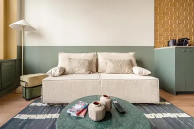 Coin salon dans l'établissement Loft design and cosy, Montparnasse
