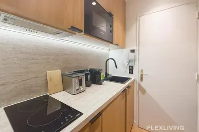 Cuisine ou kitchenette dans l'établissement Charming Studio in the Heart of Paris 8th
