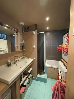 Salle de bains dans l'établissement Maison de ville jardin derrière cité U à Gentilly