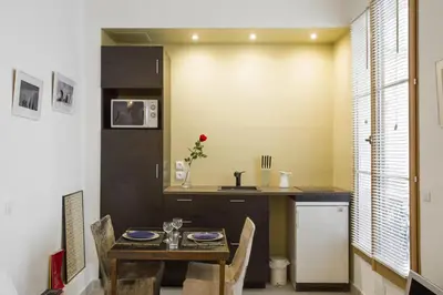 Cuisine ou kitchenette dans l'établissement Studio Beaune