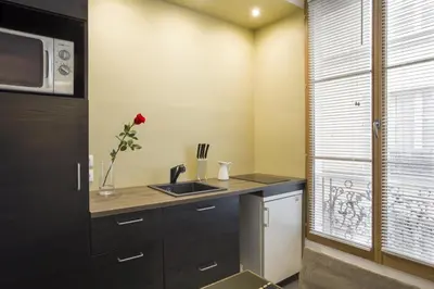 Cuisine ou kitchenette dans l'établissement Studio Beaune