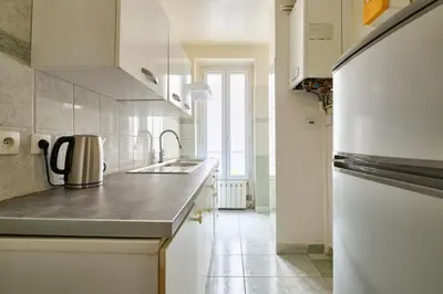 Cuisine ou kitchenette dans l'établissement Appartement Idéal près des Quais de Seine-métro 7-6-5