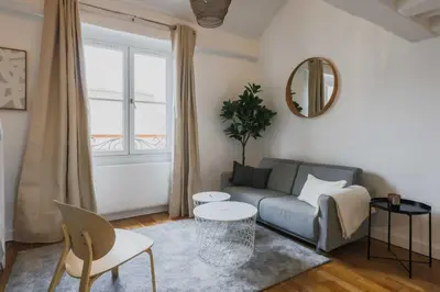 Coin salon dans l'établissement Comfortable apartment - 1BR-4P- Marais